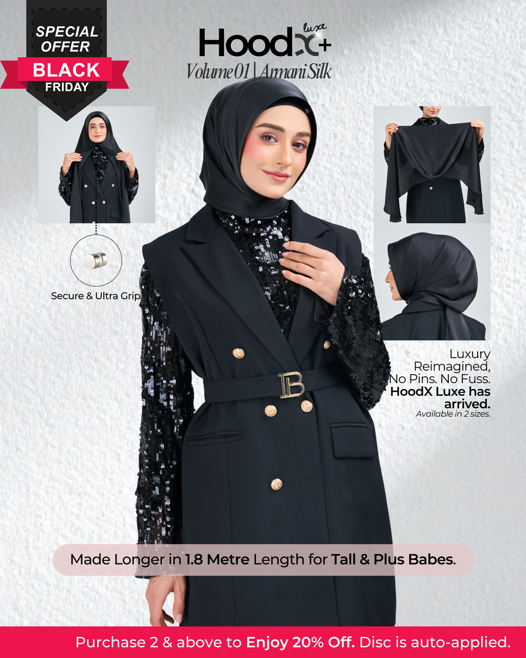 [★New] HoodX⁺Plus Luxe in Raven Black